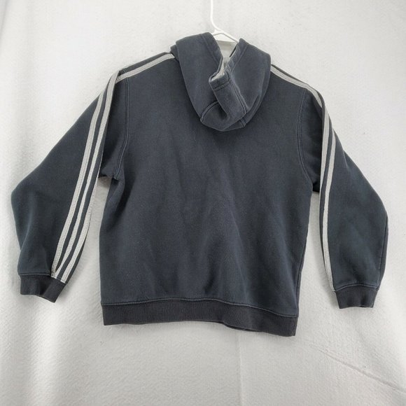 ADIDAS Top Kid's Long Sleeve Hooded Pullover High Neck Sweatshirt Black Med. - Picture 8 of 12